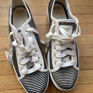 Kate Spade Black and White Striped Lace-Up Sneakers